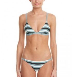 NWT solid and striped The morgan multicolor teal triangle bikini top